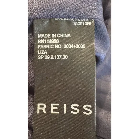 REISS Liza Sheath Dress Women’s Size 6 Graphic Lace Navy Blue Cocktail Wedding - Picture 6 of 7